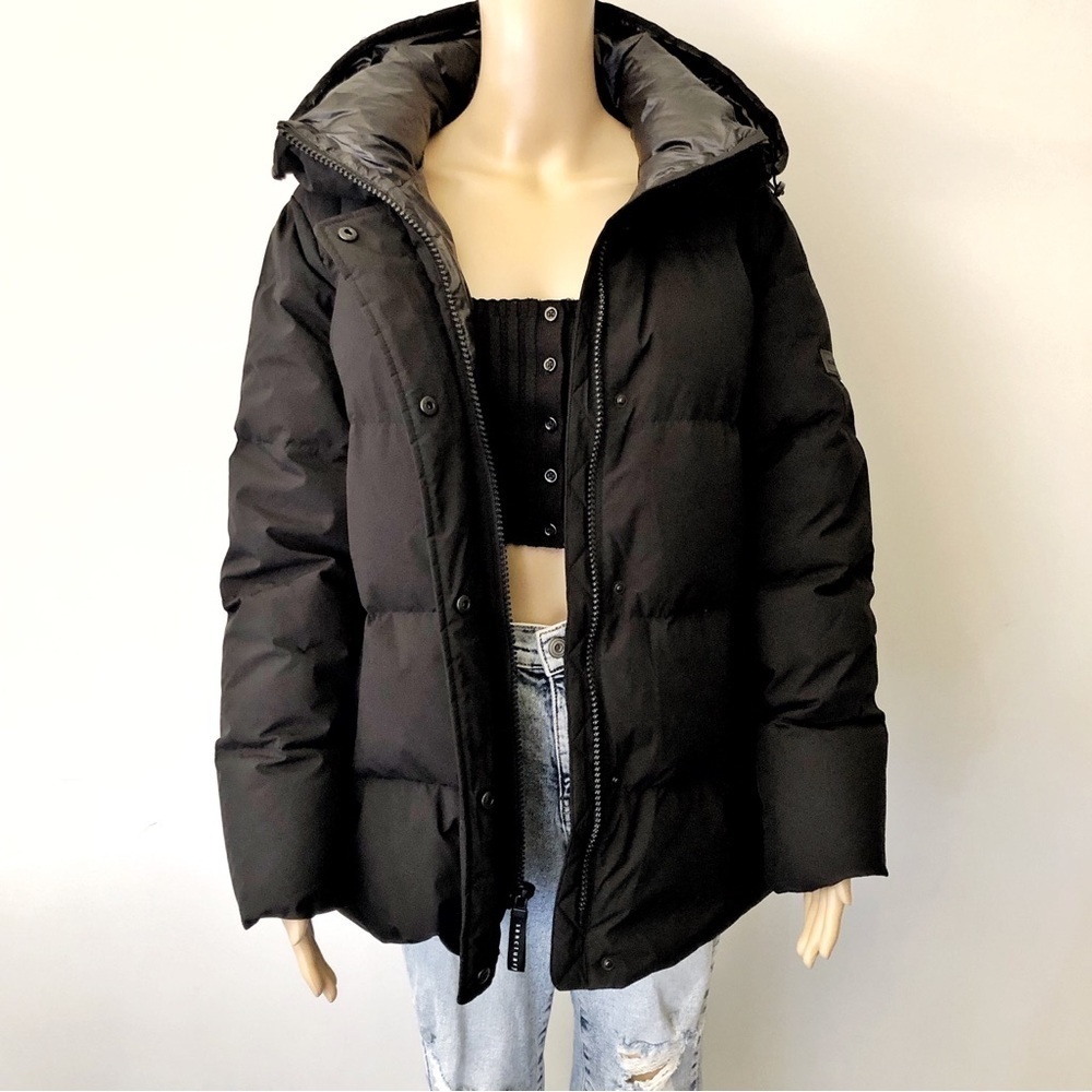 Sanctuary Premium Down Winter Coat Puffer Jacket Black Lightweight Oversized.
